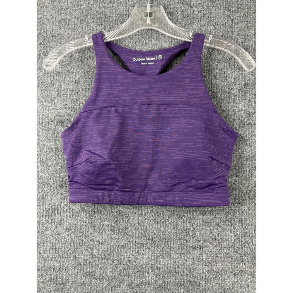 Outdoor Voices Purple Space High Neck Racerback Sports Bra Gym Pocket Medium